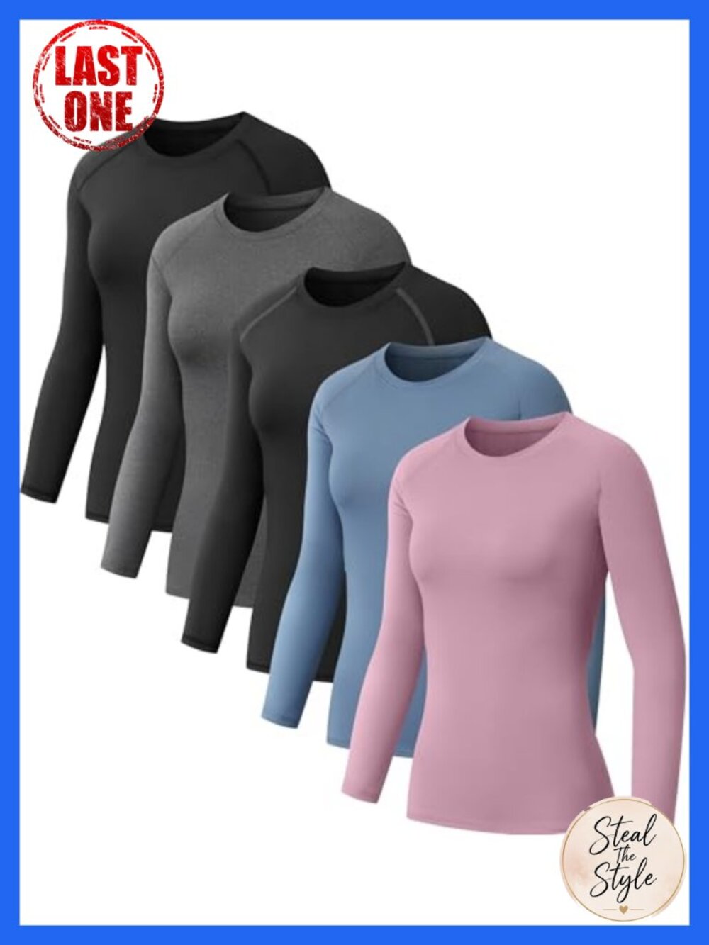 Women's Compression Shirt 5 Pack Long Sleeve Workout Baselayer